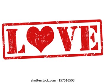 Grunge rubber stamp with text Love, vector illustration