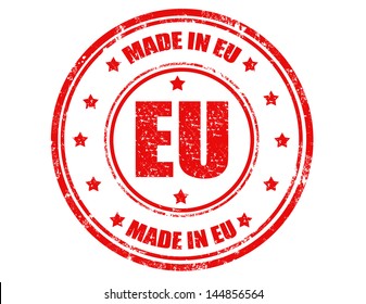 Grunge rubber stamp with text Made in EU,vector illustration