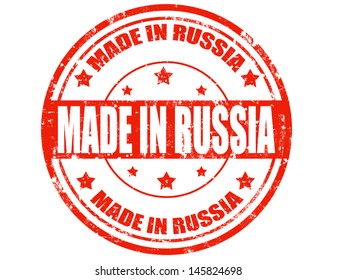 Grunge rubber stamp with text Made in Russia,vector illustration