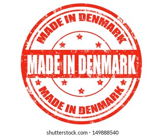 Grunge rubber stamp with text Made in Denmark,vector illustration