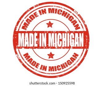 Grunge rubber stamp with text Made in Michigan,vector illustration