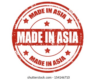Grunge rubber stamp with text Made in Asia,vector illustration
