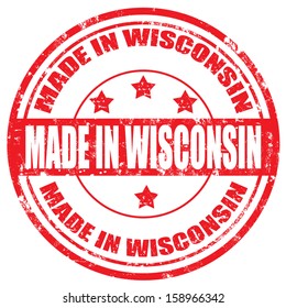 Grunge rubber stamp with text Made in Wisconsin,vector illustration