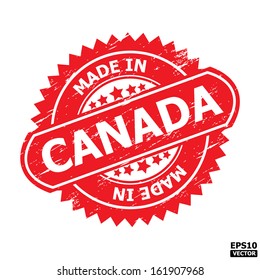 Grunge rubber stamp with text " MADE IN CANADA " present by red color for business or e-commerce. eps10 vector