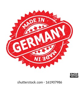 Grunge rubber stamp with text " MADE IN GERMANY " present by red color for business or e-commerce. eps10 vector