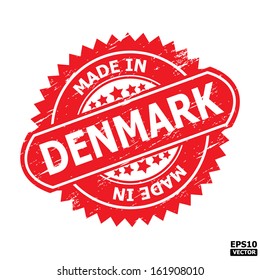 Grunge rubber stamp  with text " MADE IN DENMARK " present by red color for business or e-commerce. eps10 vector