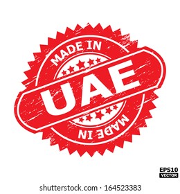 Grunge rubber stamp  with text " MADE IN UAE " present by red color for business or e-commerce. eps10 vector
