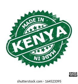 Grunge rubber stamp with text " MADE IN KENYA " present by green color for business or e-commerce. eps10 vector
