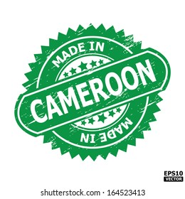 Grunge rubber stamp  with text " MADE IN CAMEROON " present by green color for business or e-commerce. eps10 vector