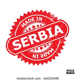 Sello de goma grunge con texto " HECHO EN SERBIA " presente en color rojo para negocios o comercio electrónico. eps10 Vector