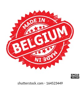 Grunge rubber stamp with text " MADE IN BELGIUM " present by red color for business or e-commerce. eps10 vector