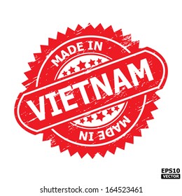 Grunge rubber stamp with text " MADE IN VIETNAM " present by red color for business or e-commerce. eps10 vector