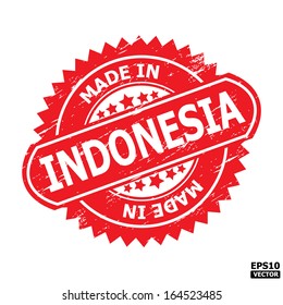 Grunge rubber stamp with text " MADE IN INDONESIA " present by red color for business or e-commerce. eps10 vector