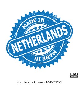 Grunge rubber stamp with text " MADE IN NETHERLANDS " present by light blue color for business or e-commerce. eps10 vector