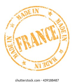grunge rubber stamp with text "made in France" on white, vector illustration