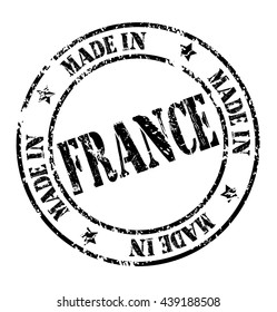 grunge rubber stamp with text "made in France" on white, vector illustration