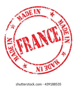 grunge rubber stamp with text "made in France" on white, vector illustration