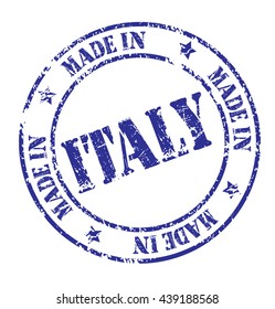 grunge rubber stamp with text "made in Italy" on white, vector illustration