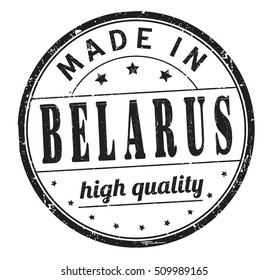 grunge rubber stamp with text "made in Belarus, high quality" on white, vector illustration