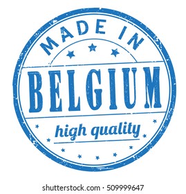grunge rubber stamp with text "made in Belgium, high quality" on white, vector illustration