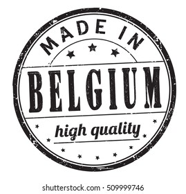 grunge rubber stamp with text "made in Belgium, high quality" on white, vector illustration