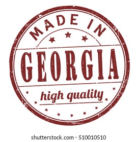grunge rubber stamp with text "made in Georgia, high quality" on white, vector illustration