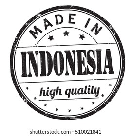 grunge rubber stamp with text "made in Indonesia, high quality" on white, vector illustration
