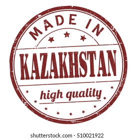 grunge rubber stamp with text "made in Kazakhstan, high quality" on white, vector illustration