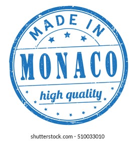 grunge rubber stamp with text "made in Monaco, high quality" on white, vector illustration