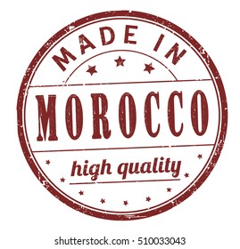grunge rubber stamp with text "made in Morocco, high quality" on white, vector illustration