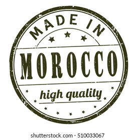 grunge rubber stamp with text "made in Morocco, high quality" on white, vector illustration