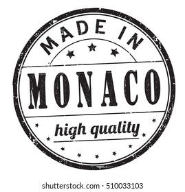grunge rubber stamp with text "made in Monaco, high quality" on white, vector illustration