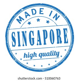 grunge rubber stamp with text "made in Singapore, high quality" on white, vector illustration