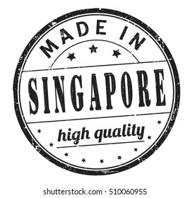 grunge rubber stamp with text "made in Singapore, high quality" on white, vector illustration