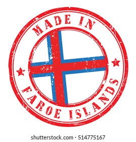 grunge rubber stamp with text "made in Faroe Islands" on white, vector illustration