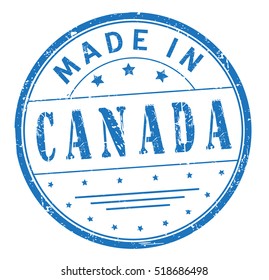 grunge rubber stamp with text "made in Canada" on white, vector illustration