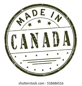 grunge rubber stamp with text "made in Canada" on white, vector illustration