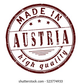 grunge rubber stamp with text "made in Austria" on white, vector illustration