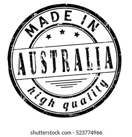 grunge rubber stamp with text "made in Australia" on white, vector illustration
