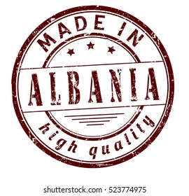 grunge rubber stamp with text "made in Albania" on white, vector illustration