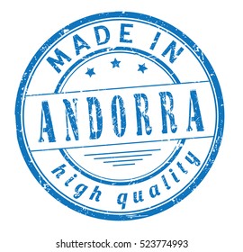 grunge rubber stamp with text "made in Andorra" on white, vector illustration