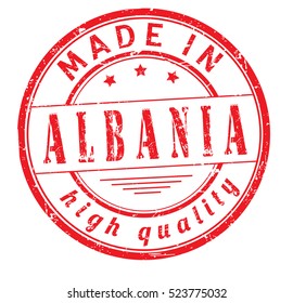 grunge rubber stamp with text "made in Albania" on white, vector illustration