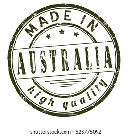 grunge rubber stamp with text "made in Australia" on white, vector illustration