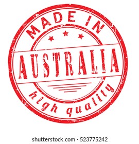 grunge rubber stamp with text "made in Australia" on white, vector illustration