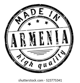 grunge rubber stamp with text "made in Armenia" on white, vector illustration