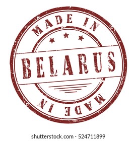 grunge rubber stamp with text "made in Belarus" on white, vector illustration