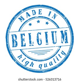 grunge rubber stamp with text "made in Belgium, high quality" on white, vector illustration
