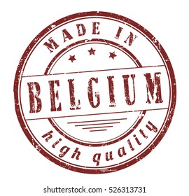 grunge rubber stamp with text "made in Belgium, high quality" on white, vector illustration