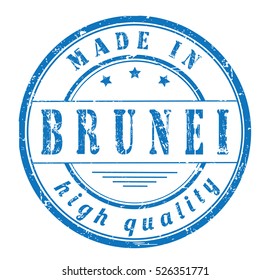 grunge rubber stamp with text "made in Brunei, high quality" on white, vector illustration