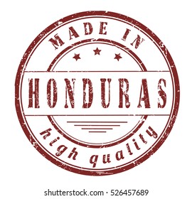 grunge rubber stamp with text "made in Honduras, high quality" on white, vector illustration
